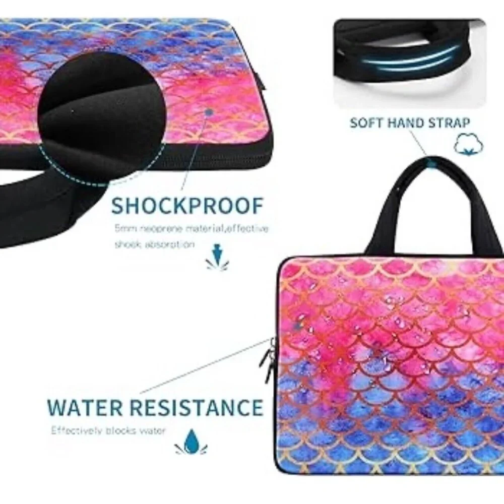 Mermaid Neoprene Laptop Computer Case Zip Around Tablet Protector Sleeve Bag‎